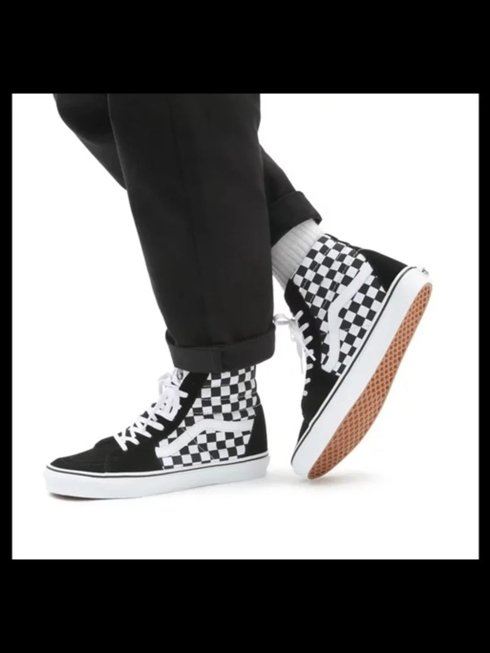 Vans Sk8-Hi Black & White Checkerboard High Top Sneakers Women Size 7.5/ Men 6.0
